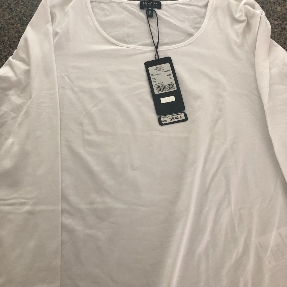 Escada White Long Sleeve Scoop Neck Top Preowned